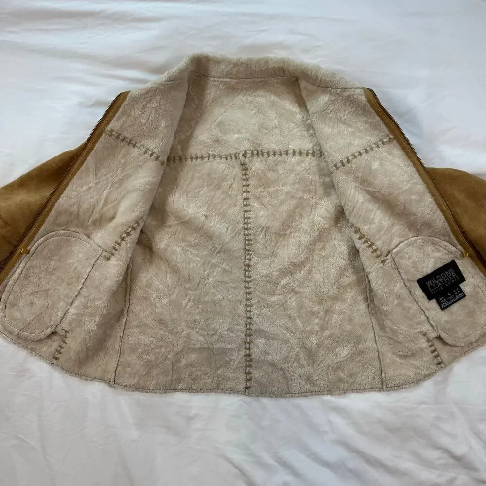 Vintage Y2K Wilsons Leather Pelle Studio Jacket Suede faux fur womens size small - Picture 3 of 16